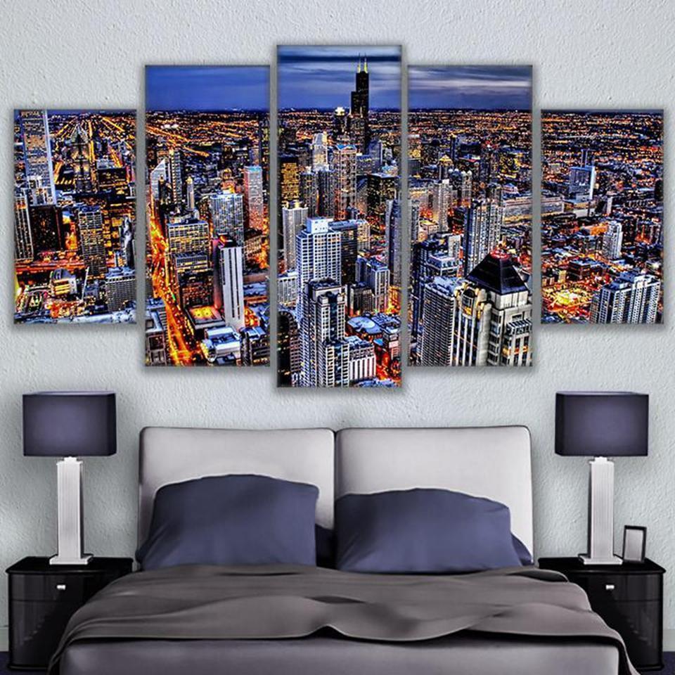 Busy Night In Hong Kong City Landscape – Nature Canvas Wall Art
