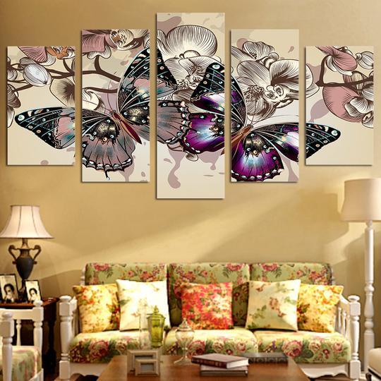 Butterflies And Flowers Butterfly – Nature Canvas Wall Art
