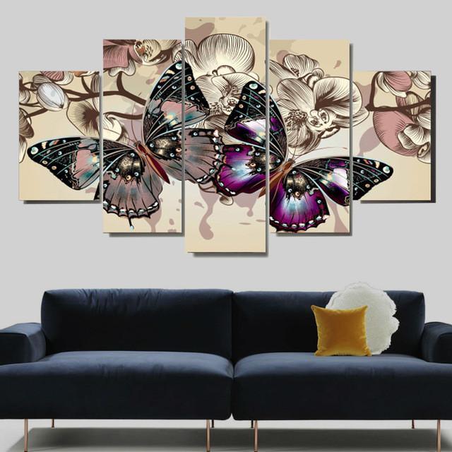 Butterflies Modern – Abstract Animal Canvas Wall Art