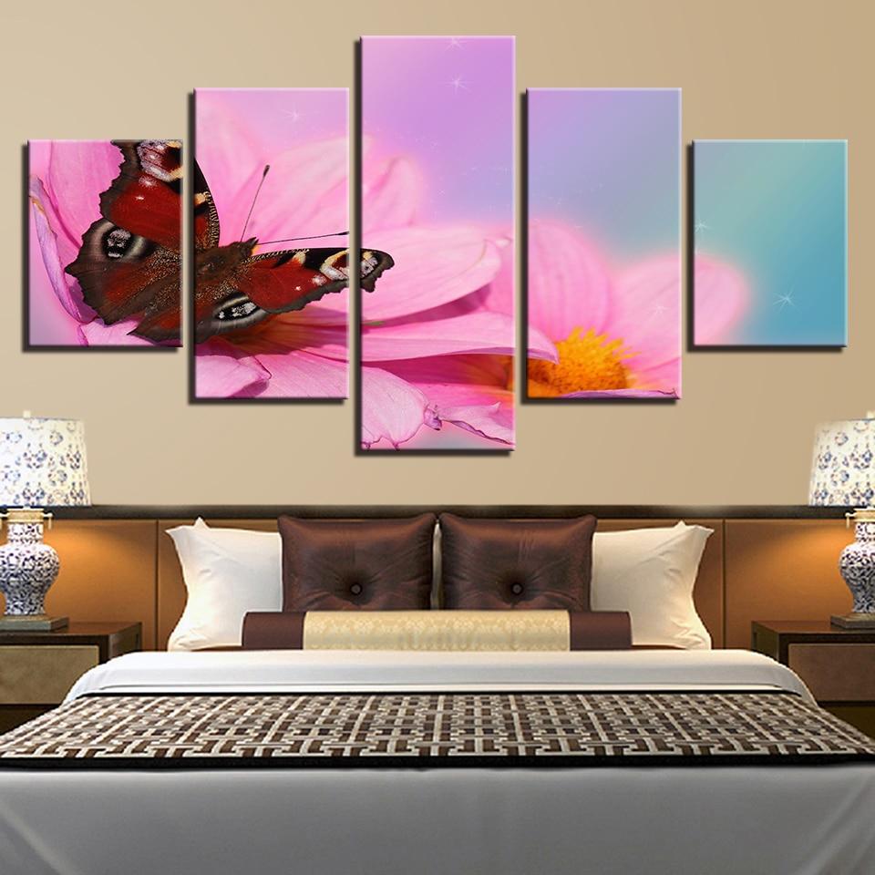 Butterfly And Pink Flower – Nature Canvas Wall Art