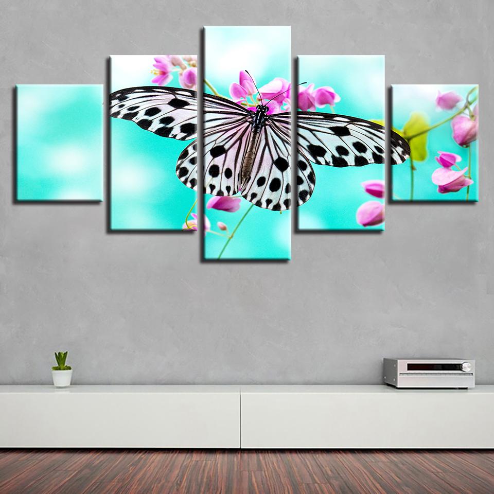Butterfly And Purple Flower – Nature Canvas Wall Art