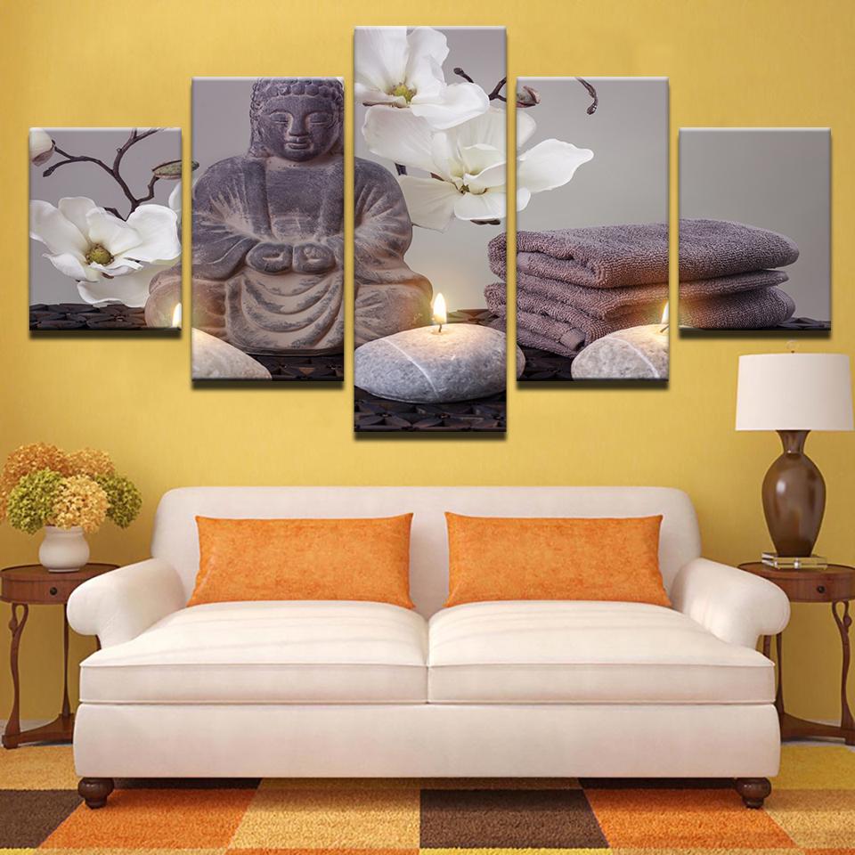 Butterfly Orchid With Buddha – Religion Canvas Wall Art
