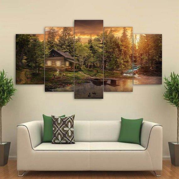 Cabin In The Woods – Nature Canvas Wall Art