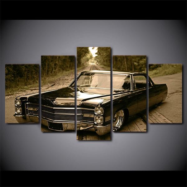 Cadillac Lowrider Slammed Gray Tones – Automative Canvas Wall Art