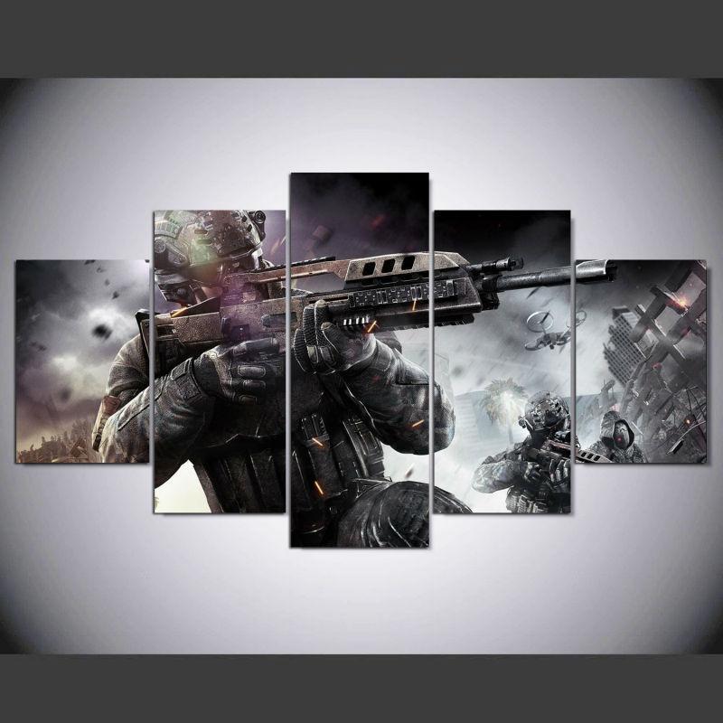 Call Of Duty Black Ops Soldiers Battle Background Gaming Canvas Wall Art