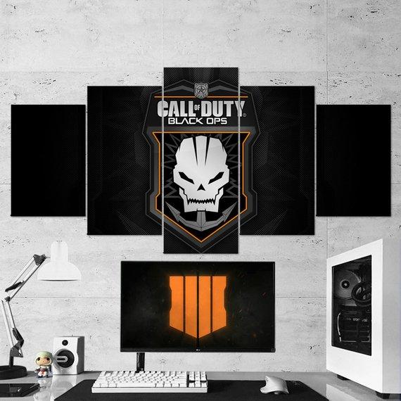 Call Of Duty Black Ops Skull Logo – Gaming Canvas Wall Art