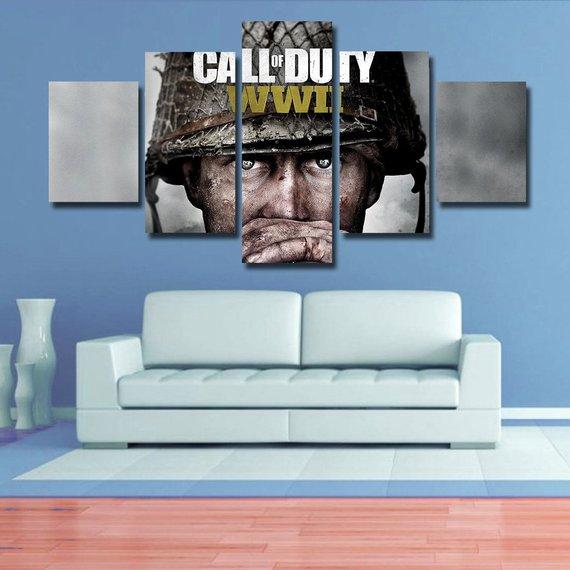 Call Of Duty Wwii Soldier Face Gaming Canvas Wall Art
