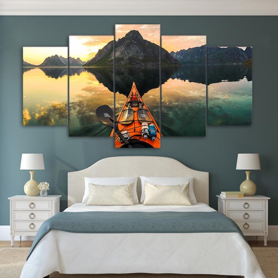 Calm Lake Kayak On Water – Space Canvas Wall Art