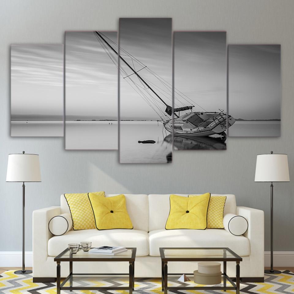 Calm Lake Sailing Boat – Space Canvas Wall Art