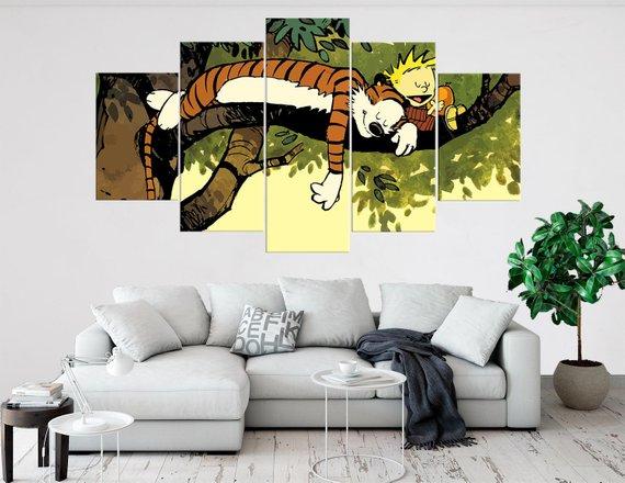 Calvin And Hobbes Peaceful Sleep 3 Cartoon – Canvas Wall Art
