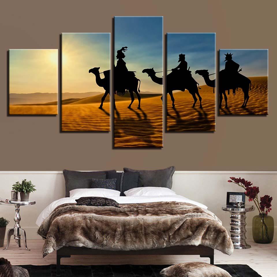 Camel Sunshine Desert – Nature Canvas Wall Art
