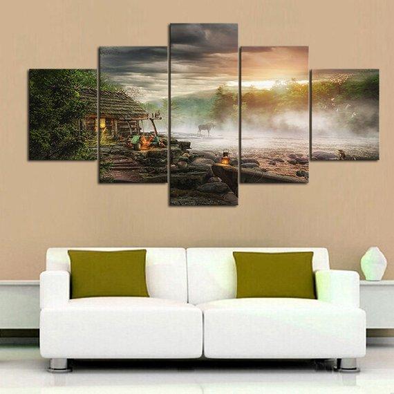 Campfire Cabin 01 – Nature Canvas Wall Art