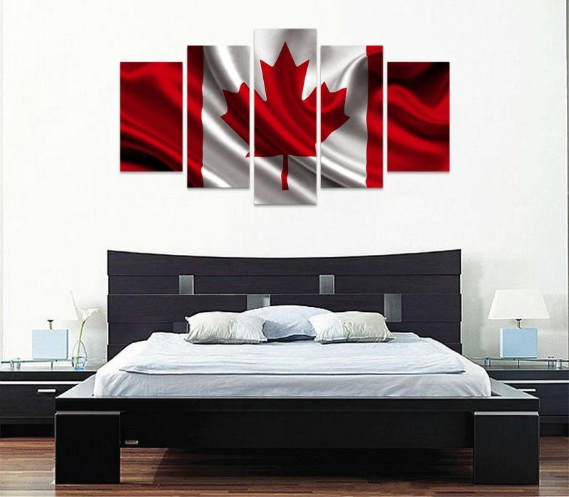 Canada Flag With Cloth Texture – Abstract Canvas Wall Art