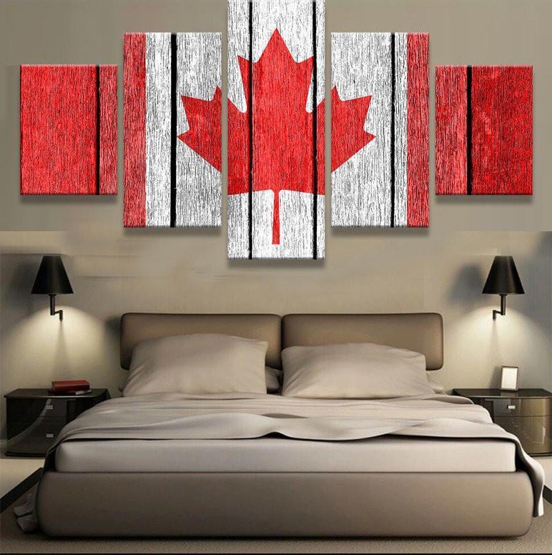 Canada Flag With Wood Texture – Abstract Canvas Wall Art