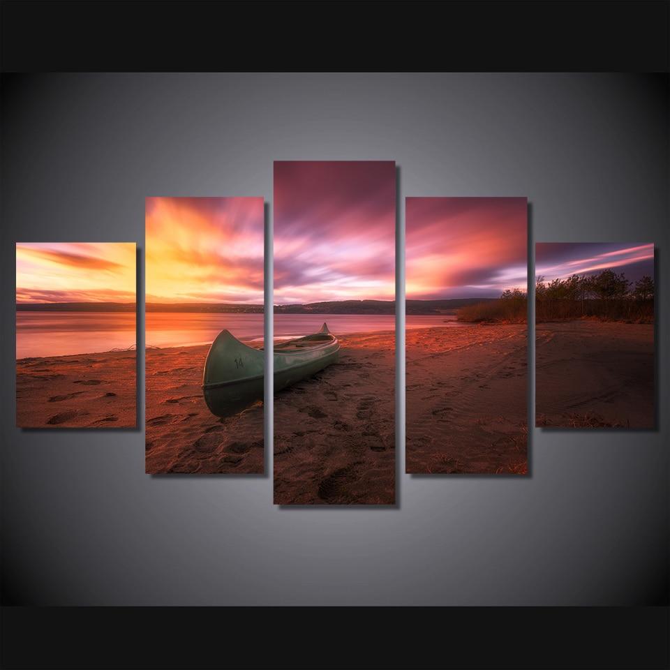 Canoe Sunset Beach Norway – Space Canvas Wall Art