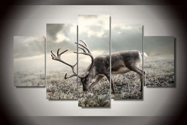 Caribou On Tundra – Animal Canvas Wall Art