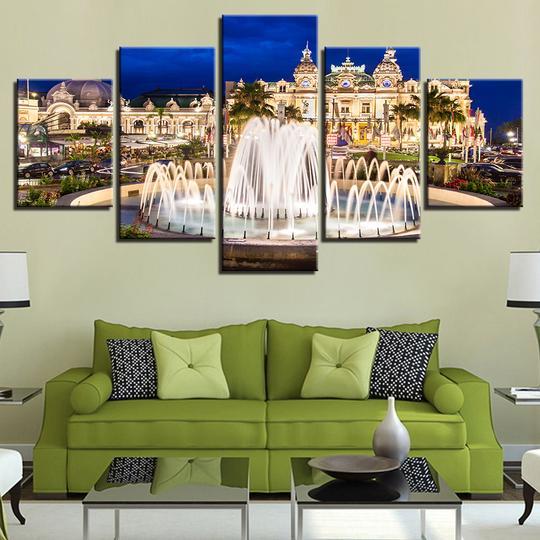 Casino De Monte Carlo Fountain Nature Canvas Wall Art