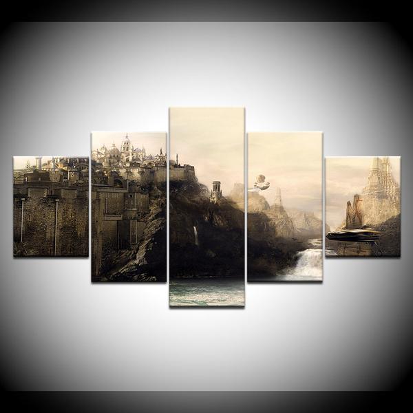 Castle In The Mountains Lord Of The Rings – Movie Canvas Wall Art