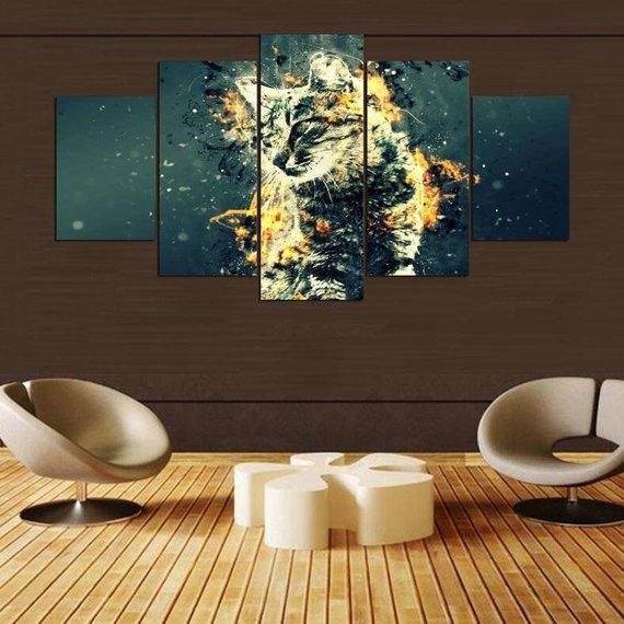 Cat Abstract – Abstract Animal Canvas Wall Art