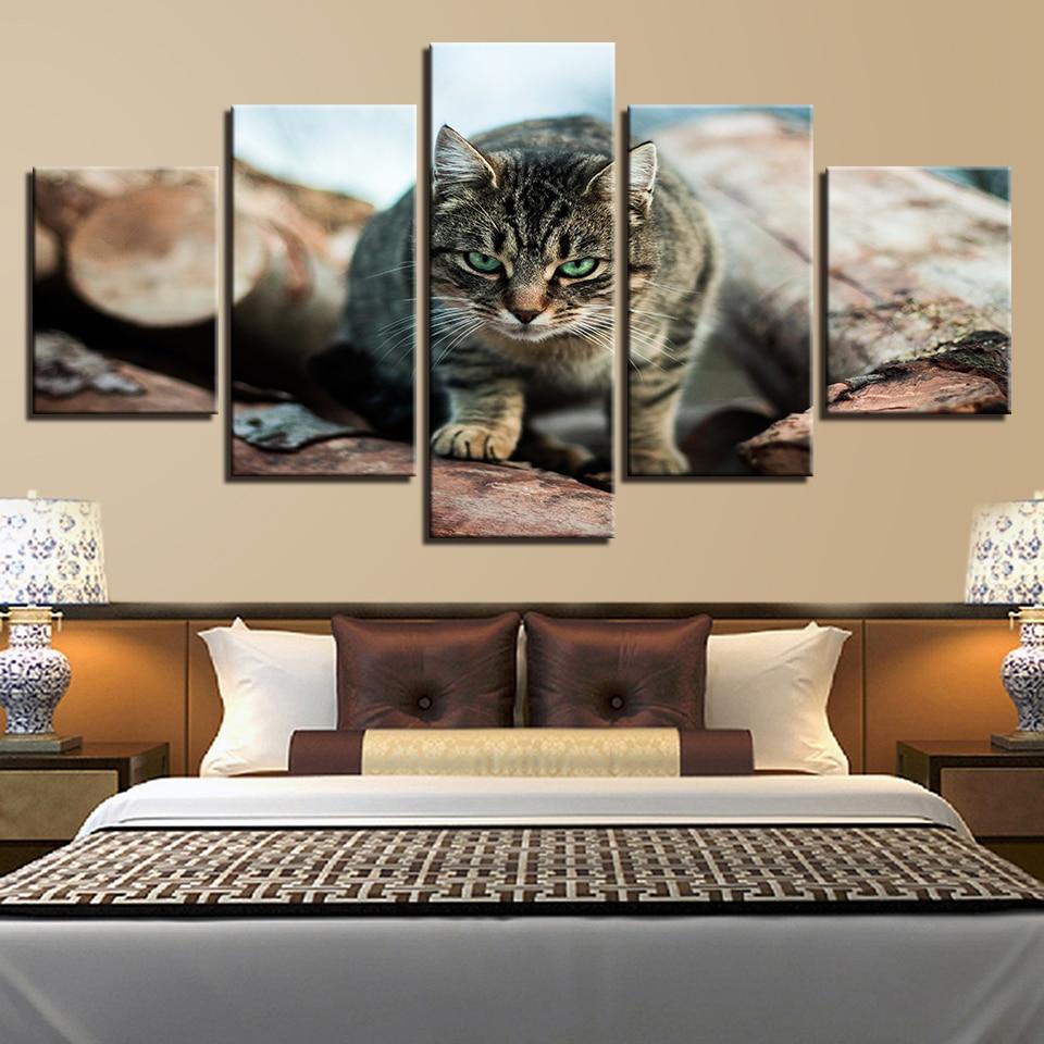 Cats Animal Green Eyes – Animal Canvas Wall Art