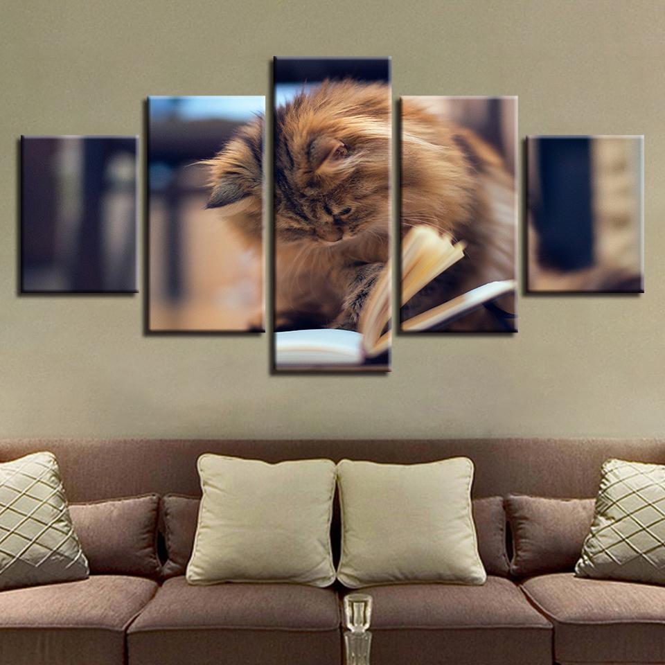 Cats Are Reading Book – Animal Canvas Wall Art