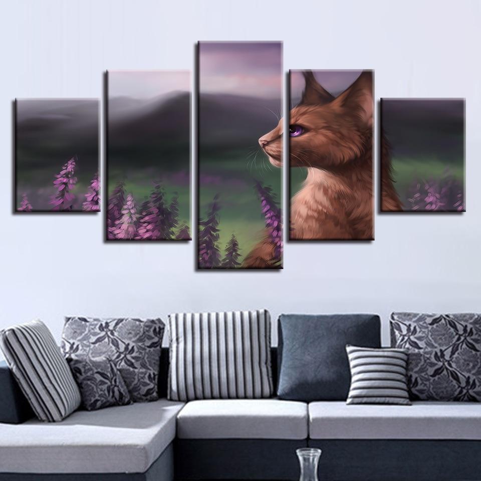 Cats Purple Eyes And Flower – Animal Canvas Wall Art