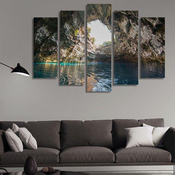 Cave With Lake – Nature Canvas Wall Art