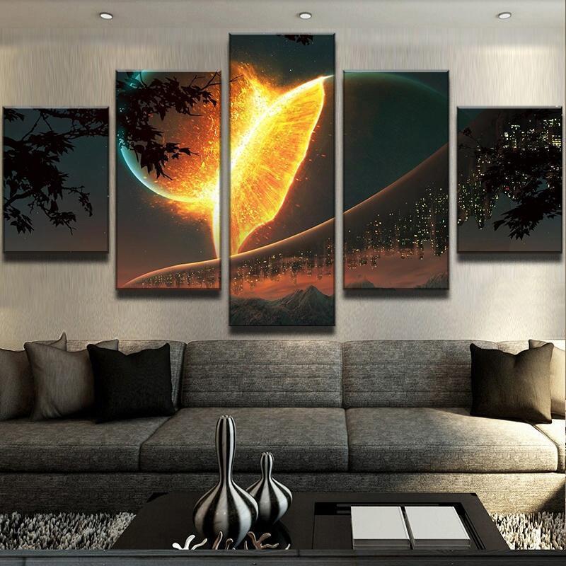 Celestial Crash Of Planet 1 – Space Canvas Wall Art