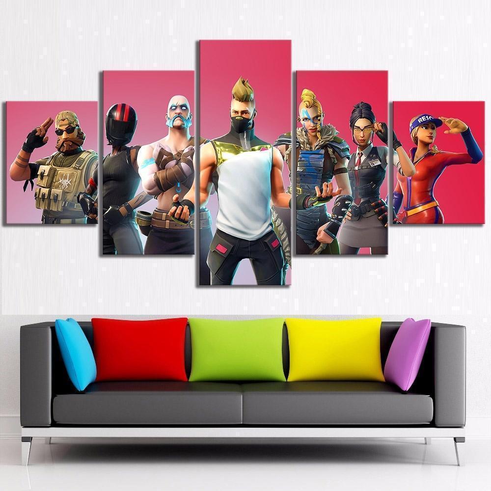 Characters Season 5 Fortnite Gaming Canvas Wall Art