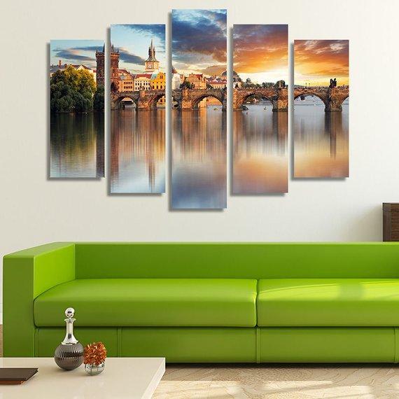 Charles Bridge At Sunset – Nature Canvas Wall Art