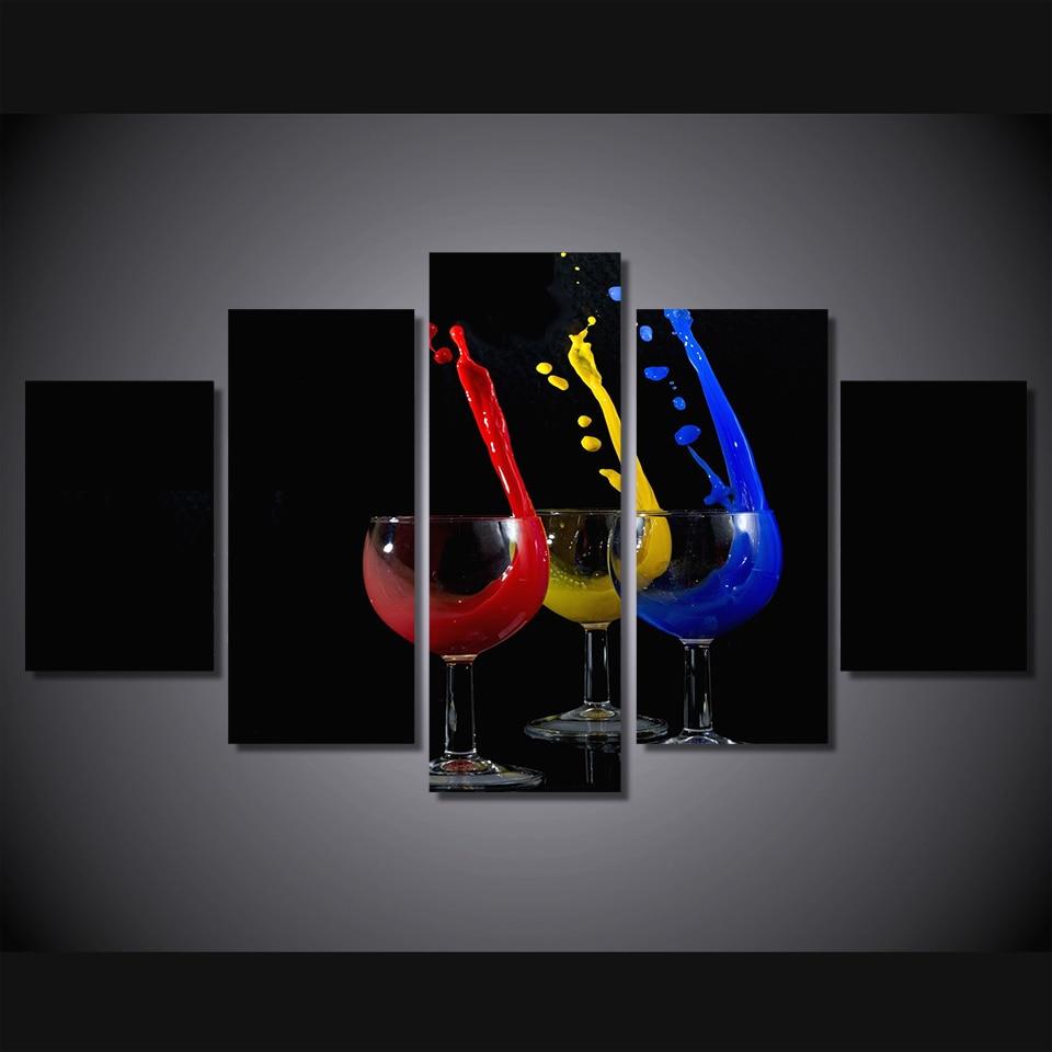 Chernyy Fon Bokaly Steklo Cvet – Wine Canvas Wall Art