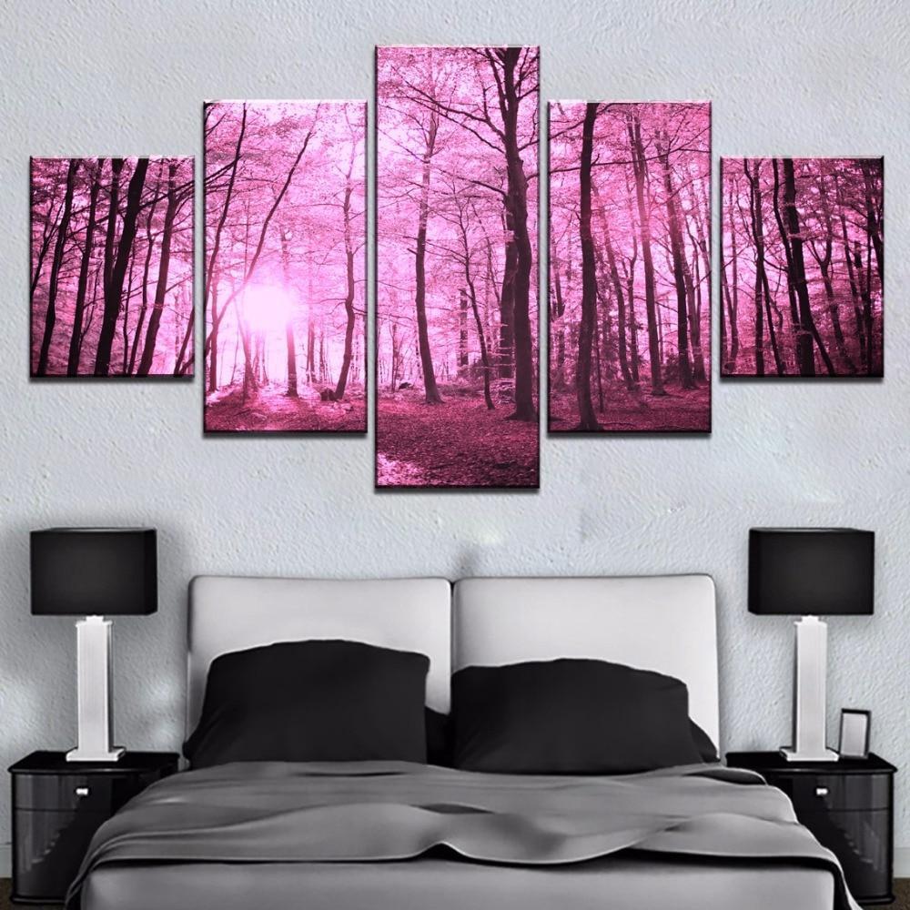 Cherry Blossom Pink Tree Forest – Nature Canvas Wall Art