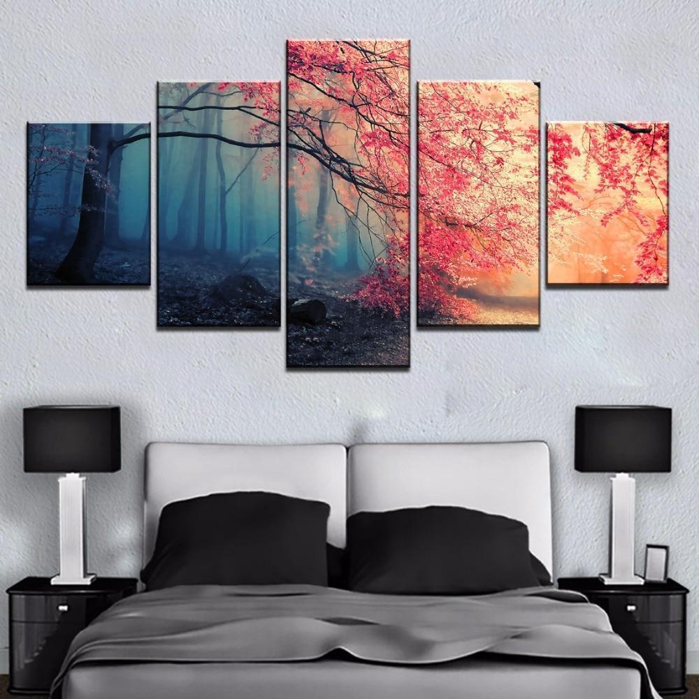 Cherry Blossoms Red Tree 01 – Nature Canvas Wall Art