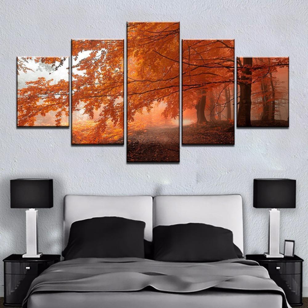 Cherry Blossoms Yellow Tree Forest – Nature Canvas Wall Art