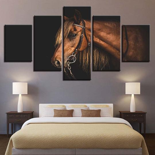 Chestnut Horse In Bridle – Animal Canvas Wall Art