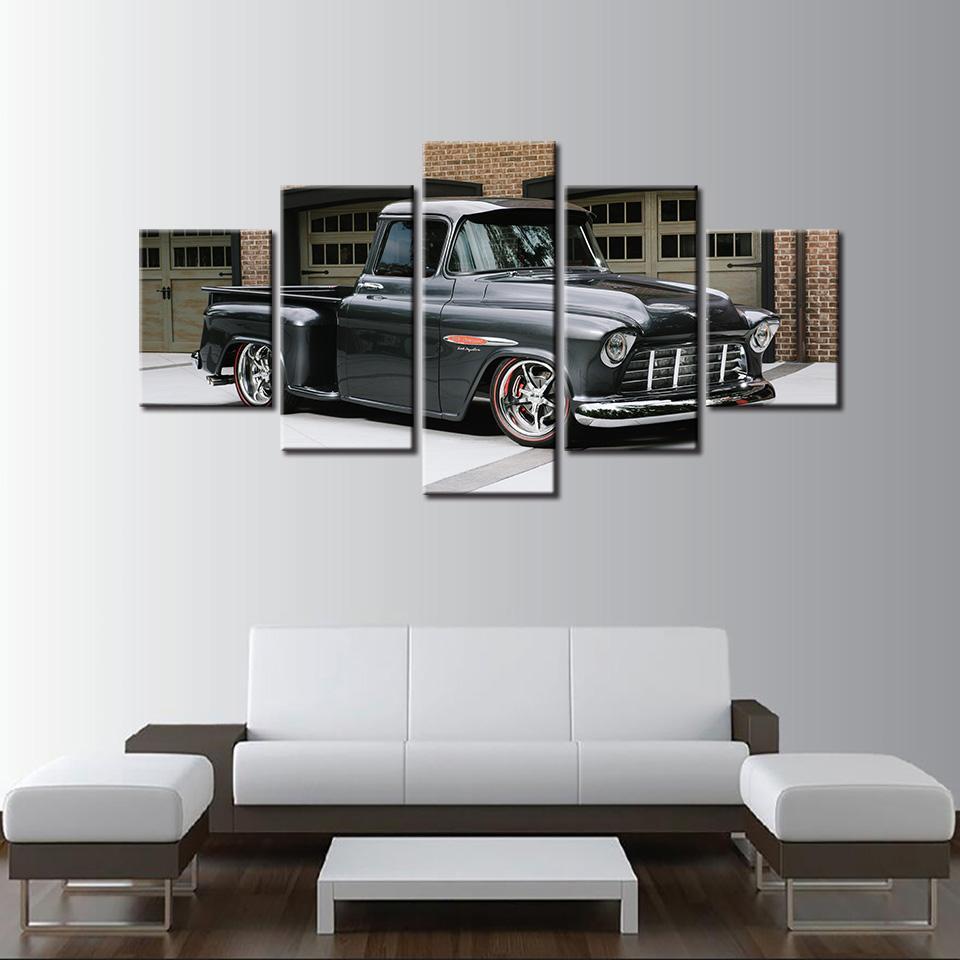 Chevrolet 3100 Black 1955 Car – Canvas Wall Art