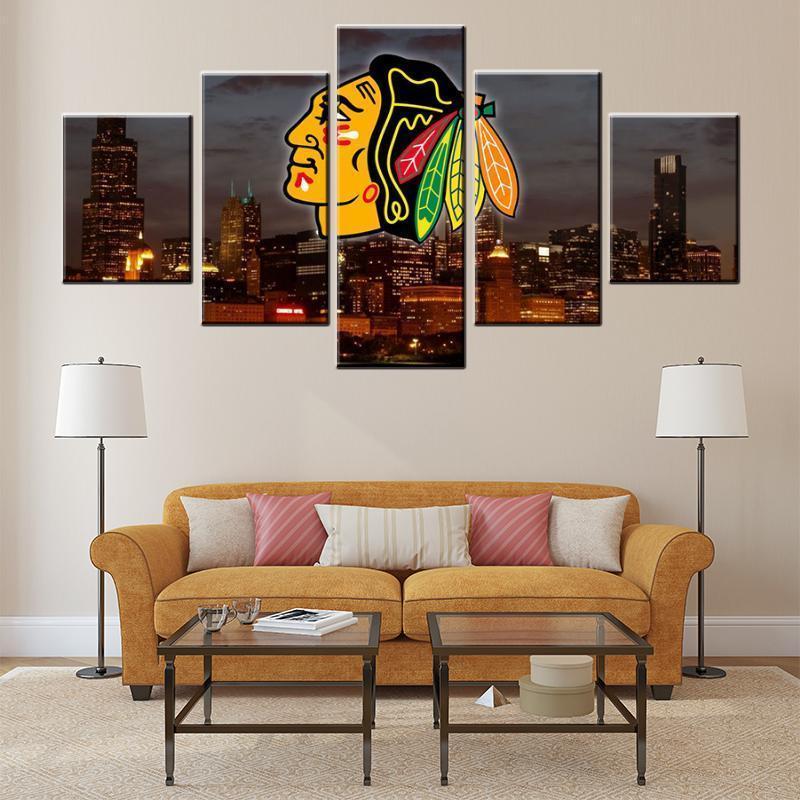 Chicago Blackhawks City Ice Hockey Sport – Canvas Wall Art