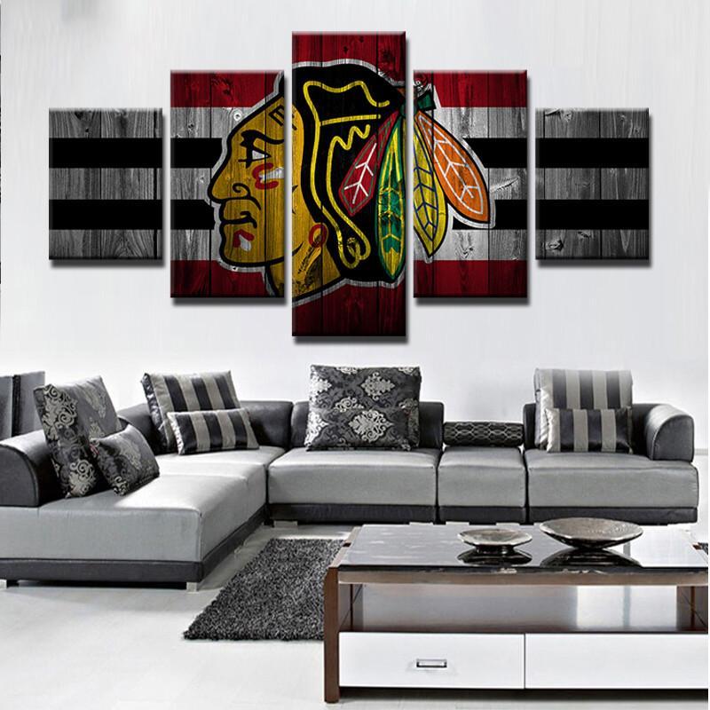Chicago Blackhawks NHL Team Wood – Sport Canvas Wall Art