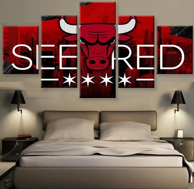 Chicago Bulls See Red Nba Basketball – Canvas Wall Art