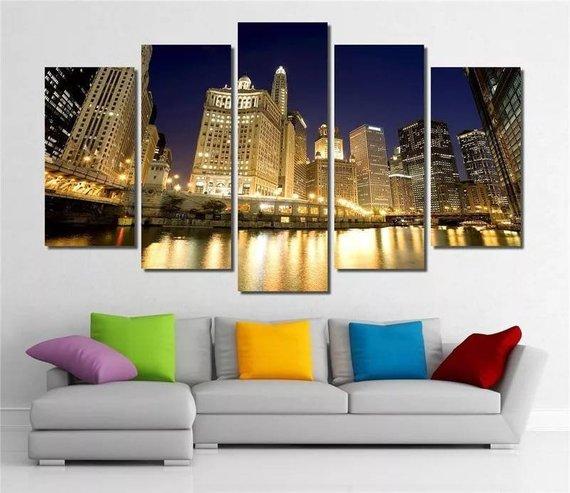 Chicago Cityscape Mural – Nature Canvas Wall Art