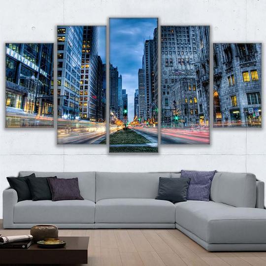 Chicago Twilight Time Lapse – Nature Canvas Wall Art