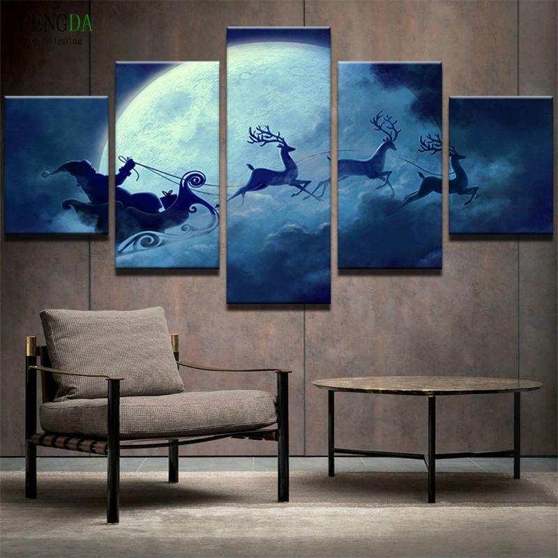 Christmas Santa Reindeer – Christmas Canvas Wall Art