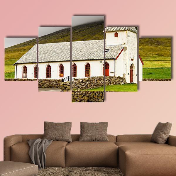 Church On Sandoy In Denmark – Nature Canvas Wall Art