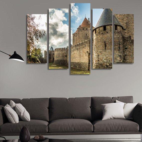 Cite Castle In Carcassonne In France – Nature Canvas Wall Art
