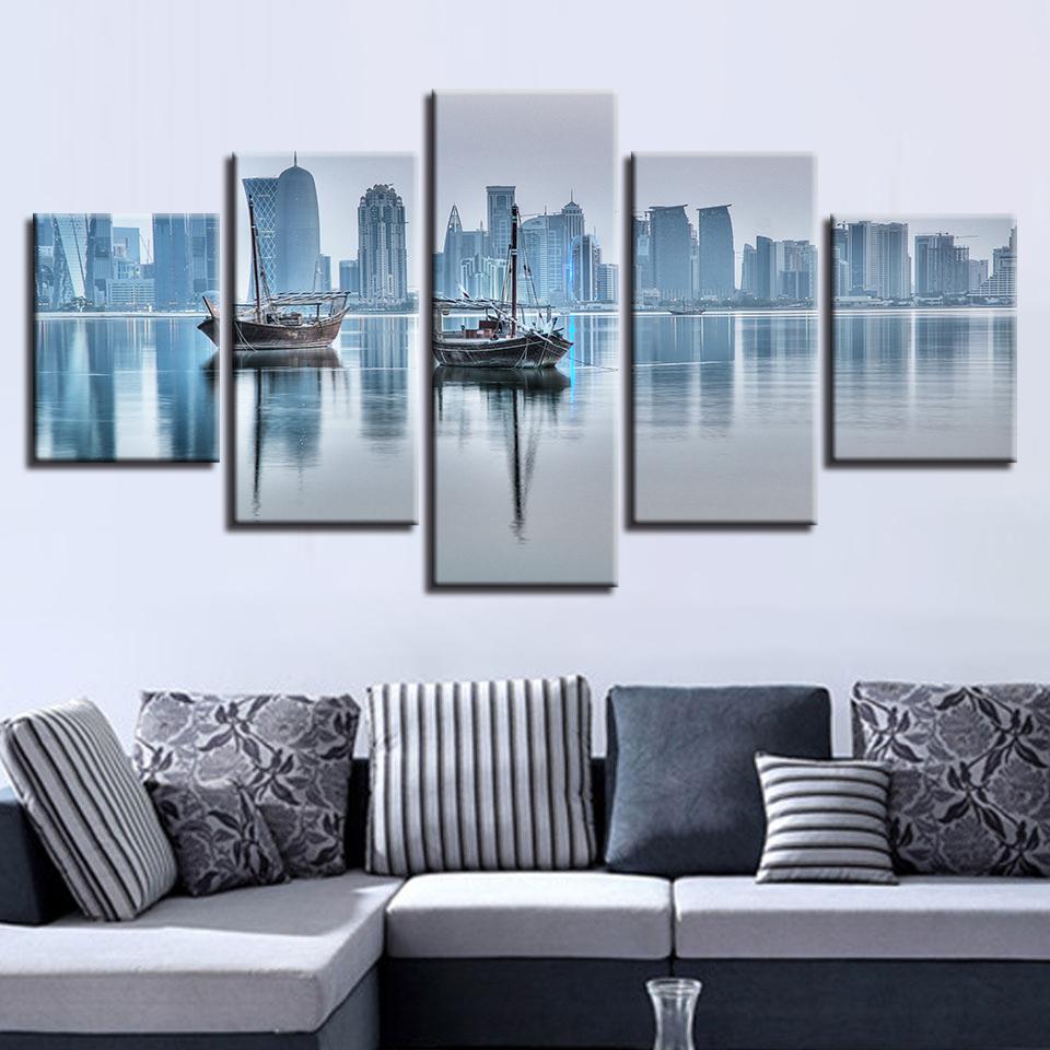 City Building And Bridge – Nature Canvas Wall Art