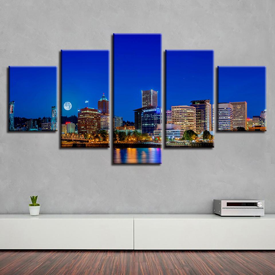 City Building Night 2 – Nature Canvas Wall Art