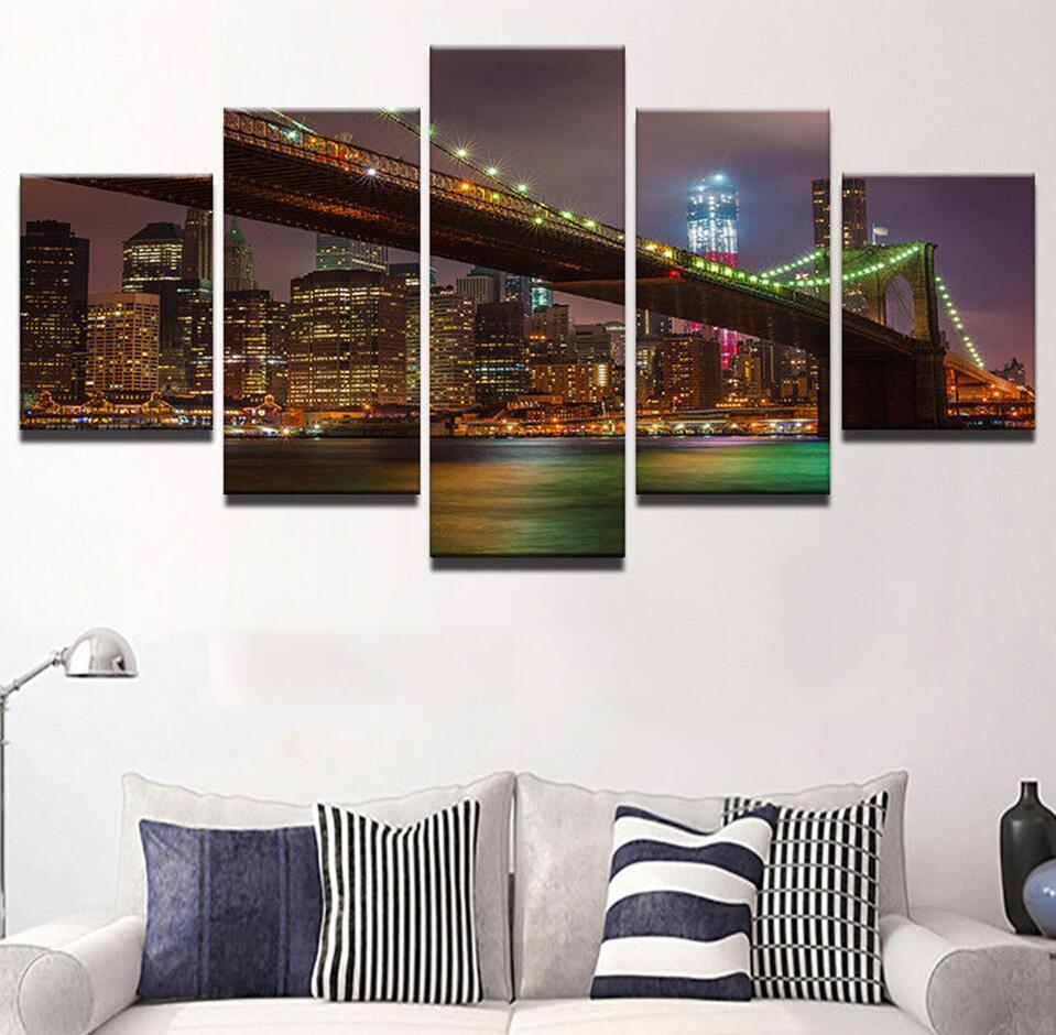 City Building Night 4 – Nature Canvas Wall Art