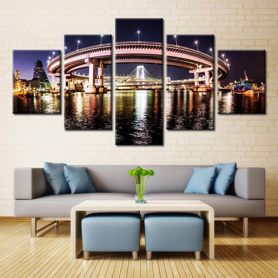 City Building Night View – Nature Canvas Wall Art