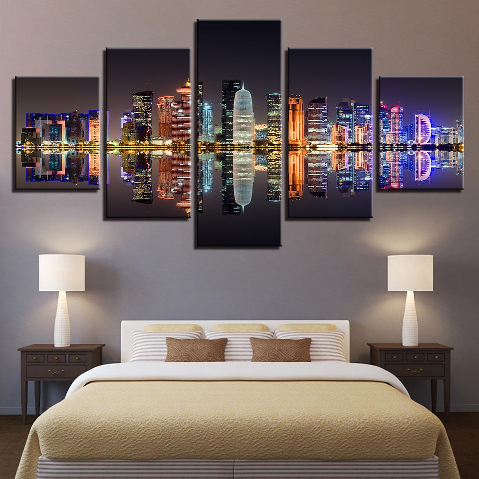 City Building Nightscape – Nature Canvas Wall Art