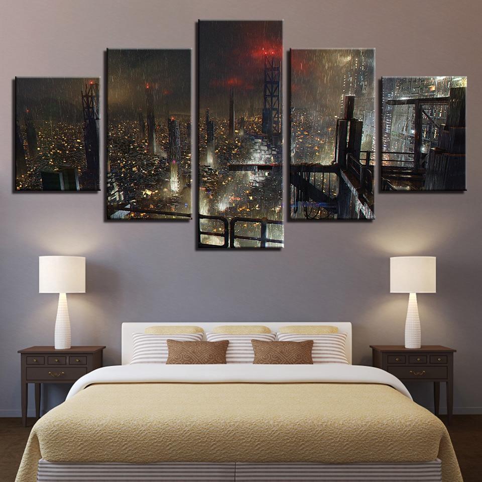 City Building Rain – Nature Canvas Wall Art